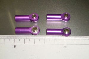 格安　4mmアルミロットエンド（正ねじ2個）（逆ねじ2個）紫色