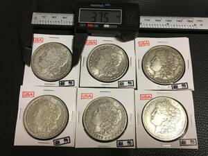 Z12）アメリカ古銭　モルガンダラー 銀貨 コイン メダル 6枚 磁石に付かない
