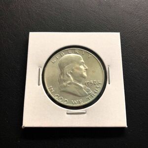 世界 硬貨 アメリカ ベンジャミンフランクリン ハーフダラー 50セント 銀貨 1958 極美品 古銭