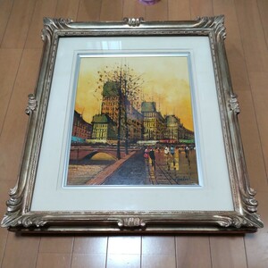 Art hand Auction Buffet-like painting, urban landscape, F6 canvas, signed, artist unknown, Painting, Oil painting, Nature, Landscape painting