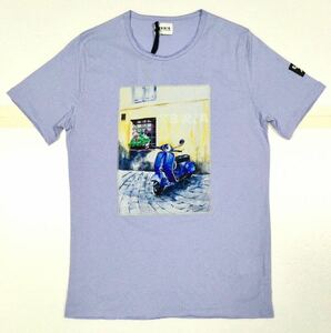 8.5@ 新品「BERNA」“T-SHIRT MM STAMPA QUADRO”デザインパッチ切替え クルーネック Tシャツ SIZE:M イタリア製