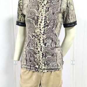 新品「Blumarine」“WD0263108/15072”パイソン柄 ストレッチヴィスコース 半袖トップス SIZE:42/M-L相当 イタリア製