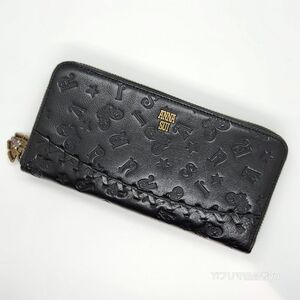 新品 ANNA SUI ベロニカ ラウンド ファスナー 長財布 ブラック 黒色 バタフライ 蝶 未使用 アナスイ◎