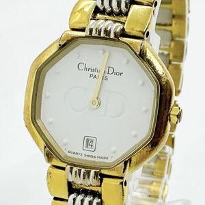 0410h ディオール Christian Dior 48.133 オクタゴン レディース 腕時計 クォーツ 電池式 QZ コンビ デイト