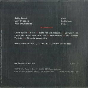 D00161212/CD/Keith Jarrett / Gary Peacock / Jack DeJohnette「Somewhere」の画像2
