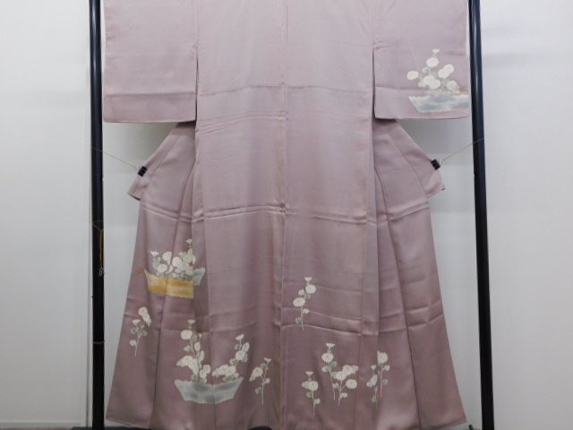 [Ракуфу] P28820 Кимоно цукесаге на подкладке с ручным рисунком Юдзэн в клетку, мода, Женское кимоно, кимоно, Цукесаге