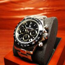 送料無料・新品・パガーニデザイン・メンズ・セイコー製VK63クロノグラフクオーツ式腕時計 ・オマージュウオッチ・ステンレス・ブラック_画像2