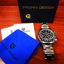 送料無料・新品・パガーニデザイン・メンズ・セイコー製VK63クロノグラフクオーツ式腕時計 ・オマージュウオッチ・ステンレス・ブラック_画像10