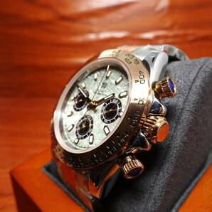 送料無料・新品・BLIGERブランド・メンズ・セイコー製VK63クロノグラフクオーツ式腕時計 ・オマージュウオッチ・ローズゴールドコンビ の画像3