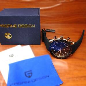 送料無料・新品・PAGRNE DESIGN・メンズ・クロノグラフクオーツ式腕時計・シリコンラバー・オマージュウオッチ・PG‐5140・シャンパン の画像8