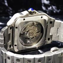 〓送料無料〓新品〓ノーロゴ・スクエア・ローマ数字・オマージュウオッチ腕時計・NH35ムーブメント機械式・フル316Lステンレス製モデル_画像5