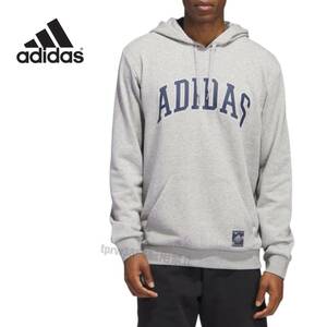 ★送料230円 アディダス【XL】ロゴ パーカー 定価7700円 adidas 新品 グレー スウェット カジュアル スポーツ フーディー ジャージ 4210