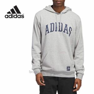 ★送料230円 アディダス【L】ロゴ パーカー 定価7700円 adidas 新品 グレー スウェット カジュアル スポーツ フーディー ジャージ 4210