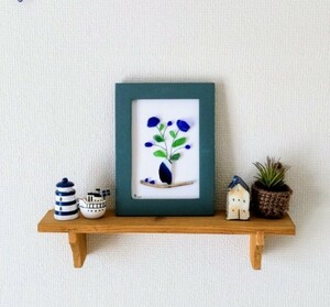 Art hand Auction Blue Flower ★ Sea Glass Art Handmade ★ Free Shipping Cobalt Blue, Handmade items, interior, miscellaneous goods, ornament, object