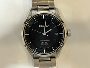 【23396】SEIKO セイコー 7B24-0BB0 電波ソーラー 黒文字盤 チタン 腕時計
