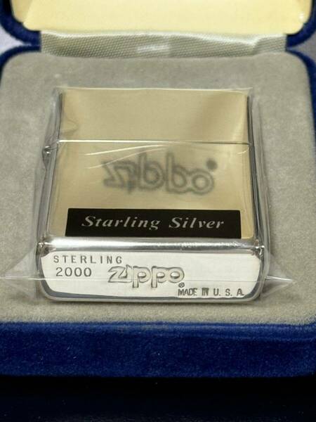 zippo STERLING SILVER スターリングシルバー 2000年製 純銀 年代物 デットストック シルバーインナー 同年代 2000年製 ベロアケース 