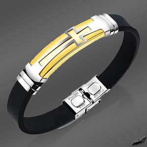 [ Gold × Cross ] germanium bracele size adjustment possibility .. improvement stiff shoulder cancellation fashion men's man and woman use present 