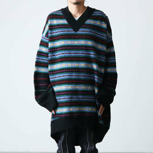 22AW soloist ソロイスト double zip balloon shaped fair isle pattern sweater フェアアイル柄 ニット セーター 44 ナンバーナイン