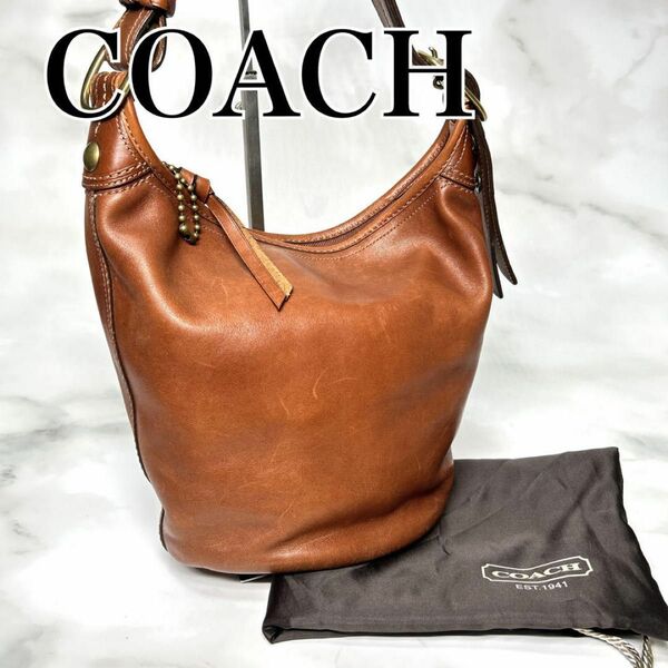 COACH コーチ　ショルダーバッグ　トートバッグ　レザー　ブラウン　チェック柄