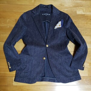  spring summer comfortable *[ Chill koro/CIRCOLO] high class [ fine quality summer tweed ST weave cotton ×linen( flax ) jersey -].. feeling * navy jacket 44(S-M rank )