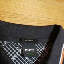 大人の休日に★【ヒューゴボス/HUGO BOSS】厳選春夏『ロゴ パイピング入り上質機能性コットンジャージー』グレー ポロシャツ(S-M位)_画像5