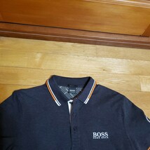 大人の休日に★【ヒューゴボス/HUGO BOSS】厳選春夏『ロゴ パイピング入り上質機能性コットンジャージー』グレー ポロシャツ(S-M位)_画像2