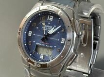 1円〜◆カシオ CASIO ウェーブセプター ソーラー電波時計 WVA-470 ネイビー文字盤 メンズ腕時計 稼働品_画像1