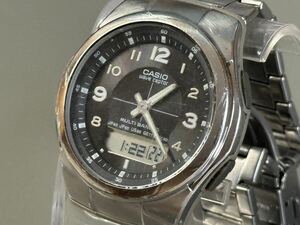 1円〜◆カシオ CASIO ウェーブセプター マルチバンド5 ソーラー電波時計 WVA-M480 黒文字盤 メンズ腕時計 稼働品