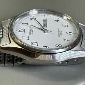 1円〜◆CITIZEN シチズン QUARTZ クォーツ 5500-F501131 白文字盤 メンズ腕時計 稼働品の画像6