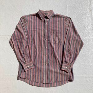 90s vintage レトロ　ストライプ　古着　ストライプシャツ　赤　黒　長袖　長袖シャツ