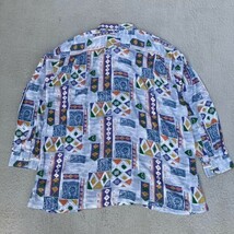 vintage 長袖シャツ　総柄　民族柄　オーバーサイズ　柄シャツ　古着　レトロ_画像7