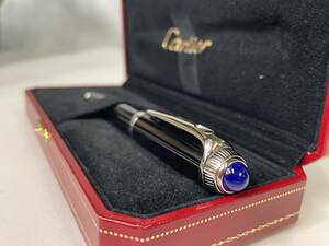 【240401-4】 美品 カルティエ Cartier / カルティエ ロードスター /ツイスト式 ボールペン ブルーレジンカボション/ ブラック / シルバー