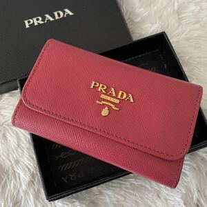 ☆PRADA☆プラダ サフィアーノ ゴールド金具 キーケース 6連 ピンク レザー