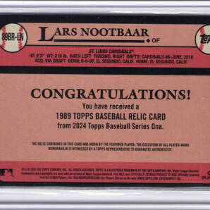 ジャージカード！【LARS NOOTBAAR ／ ラーズ・ヌートバー】2024 Topps Series 1 - 1989 Topps Relic ★ WBC 侍ジャパン カージナルスの画像2