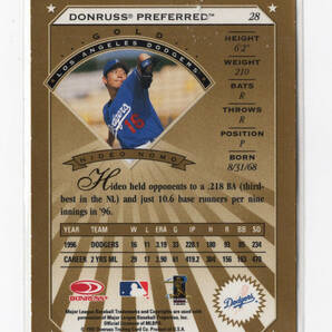 レア！【野茂英雄 ／ Hideo Nomo】1997 Donruss Preferred #28 ★ Los Angeles Dodgers ドジャースの画像2