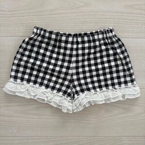any FAM 一分丈レギンス チェック 110 黒白 フリル スパッツ