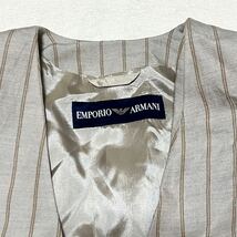 高級 EMPORIO ARMANI エンポリオアルマーニ テーラードジャケット ダブルジャケット ストライプ ベージュ 長袖 イタリア製 麻 希少_画像5