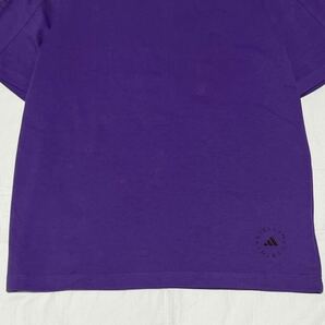 希少 adidas × Stella McCartney アディダス ステラマッカートニー Tシャツ 半袖 パープル 紫 袖ロゴ 裾ロゴ 綿 コットン XLの画像3