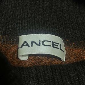高級 LANCEL ランセル セーター ニット トップス wool 毛 タートルネック 花柄 総柄 ブラウン オレンジの画像5