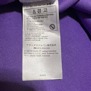希少 adidas × Stella McCartney アディダス ステラマッカートニー Tシャツ 半袖 パープル 紫 袖ロゴ 裾ロゴ 綿 コットン XLの画像9