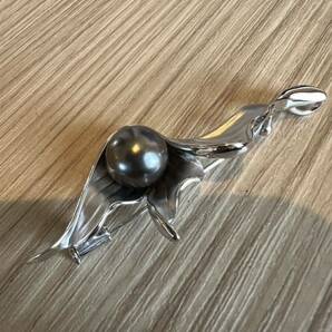 【美品】黒蝶真珠 黒真珠 パール SILVER シルバー ブローチ ネックレストップ ペンダントトップの画像3