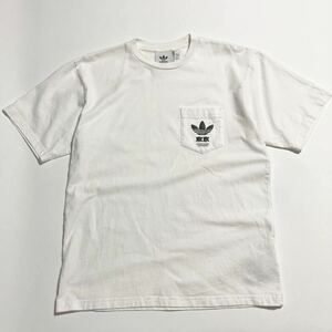 adidas ☆ トレフォイル 東京 ロゴ ポケット Tシャツ 半袖 ホワイト M 春夏 スポーツ ストリート カジュアル 古着 アディダス■SAP224