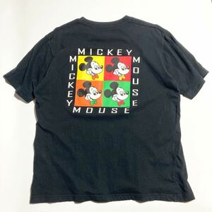 UT ☆ ディズニー レトロ ミッキー プリント ポケット Tシャツ ブラック L 男女兼用 キャラクター 夢の国 東京ディズニーランド■SAP185