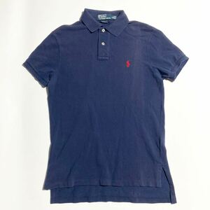 POLO RALPH LAUREN ☆ ポロシャツ 半袖 フェード ネイビー S 春夏 スタイリッシュ アメカジ ストリート 古着 ポロラルフローレン■SAP216