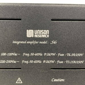 UNISON RESEARCH S6 ユニゾンリサーチ 真空管アンプ Integrated Amplifire◆ジャンク品の画像5