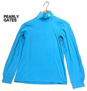 PEARLY GATES★パーリーゲイツ★（0）ハイネック ストレッチ 長袖 Tシャツ カットソー/水色系