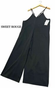 SWEET ROUGE★スイートルージュ★（L）NE72553 サロペット ワイドパンツ オーバーオール オールインワン 体型カバー/黒 未使用