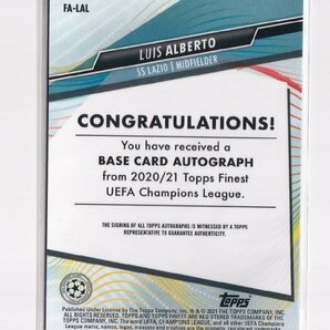2020-21 TOPPS Finest UEFA Champions League Autographs SS Lazio Luis Alberto ルイス・アルベルト 直筆サインの画像2
