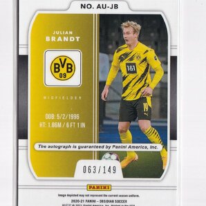 2020-21 PANINI Obsidian Aurora Autographs Borussia Dortmund Julian Brandt ユリアン・ブラント 149枚限定 直筆サインの画像2