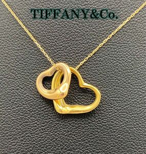 Tiffany&Co.ティファニー　K18YG ダブルハートトップ　ネックレス